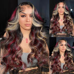 Ombre Highlight 99J Color Lace Frontal Loose Deep Wave Wig