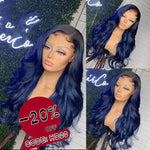 Omber 5X5 Closure HD Lace Wig Navy Blue Preplucked Loose Wave Lace Front Wig | Loose Body Wave