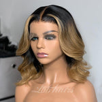 Ombre Honey Beown Bob Wig Lace Front Human Hair Wigs Top Swiss HD Lace