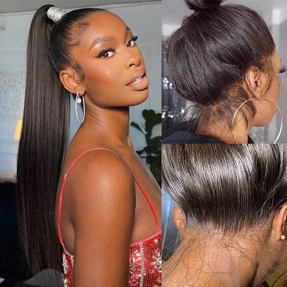 200% Density 360 Top Swiss HD Lace Human Hair Free Part Silky Straight Wig