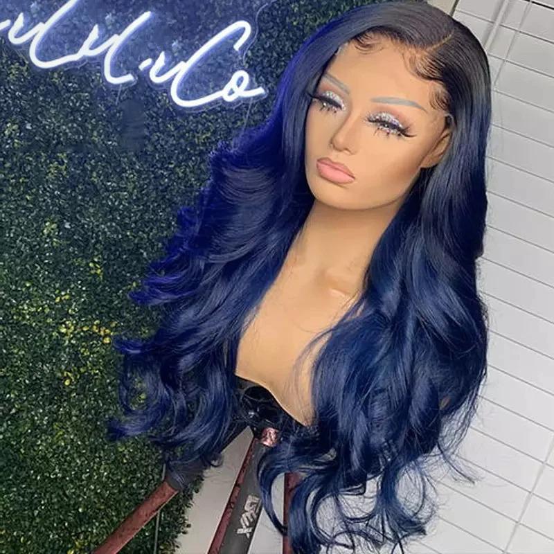 Omber 5X5 Closure HD Lace Wig Navy Blue Preplucked Loose Wave Lace Front Wig | Loose Body Wave